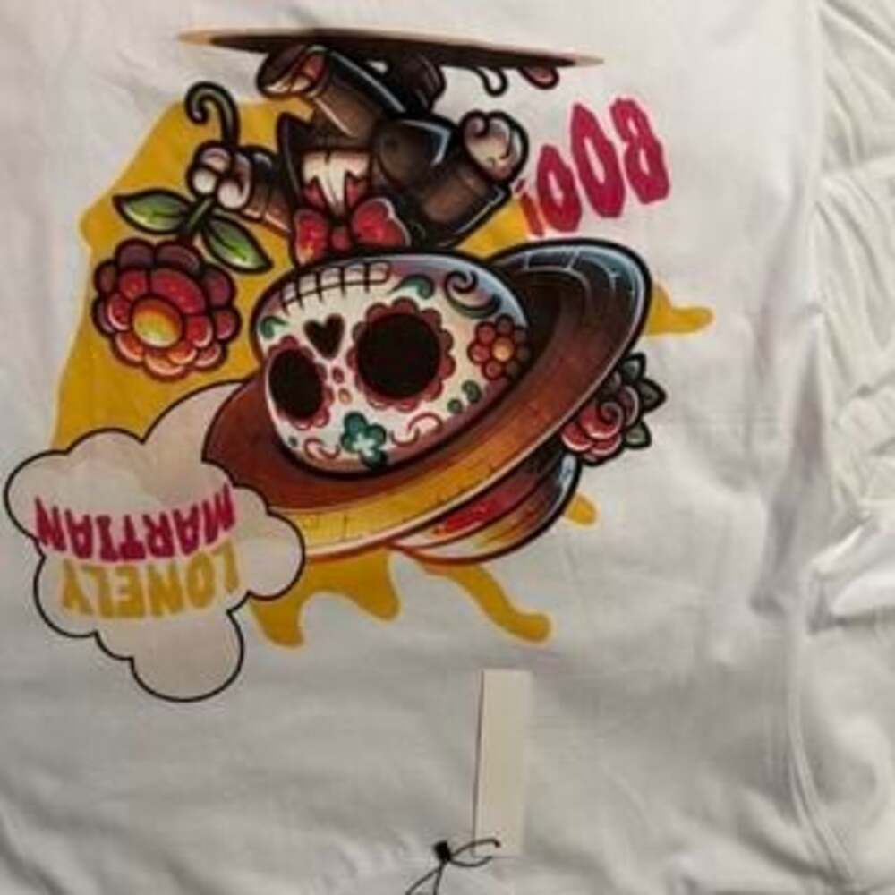 Rare Oversized XL Sugar Skull "Lonely Martian" Graphic Tee - BNWT